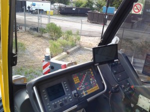 View from Operator's Cab on Telescopic Crane with the HoistCam and Repeater Installed on the Hook Block