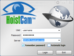HoistCam Director Client Login Screen