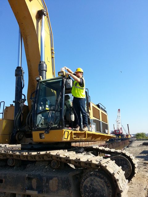Attaching Antenna to Top of Excavator
